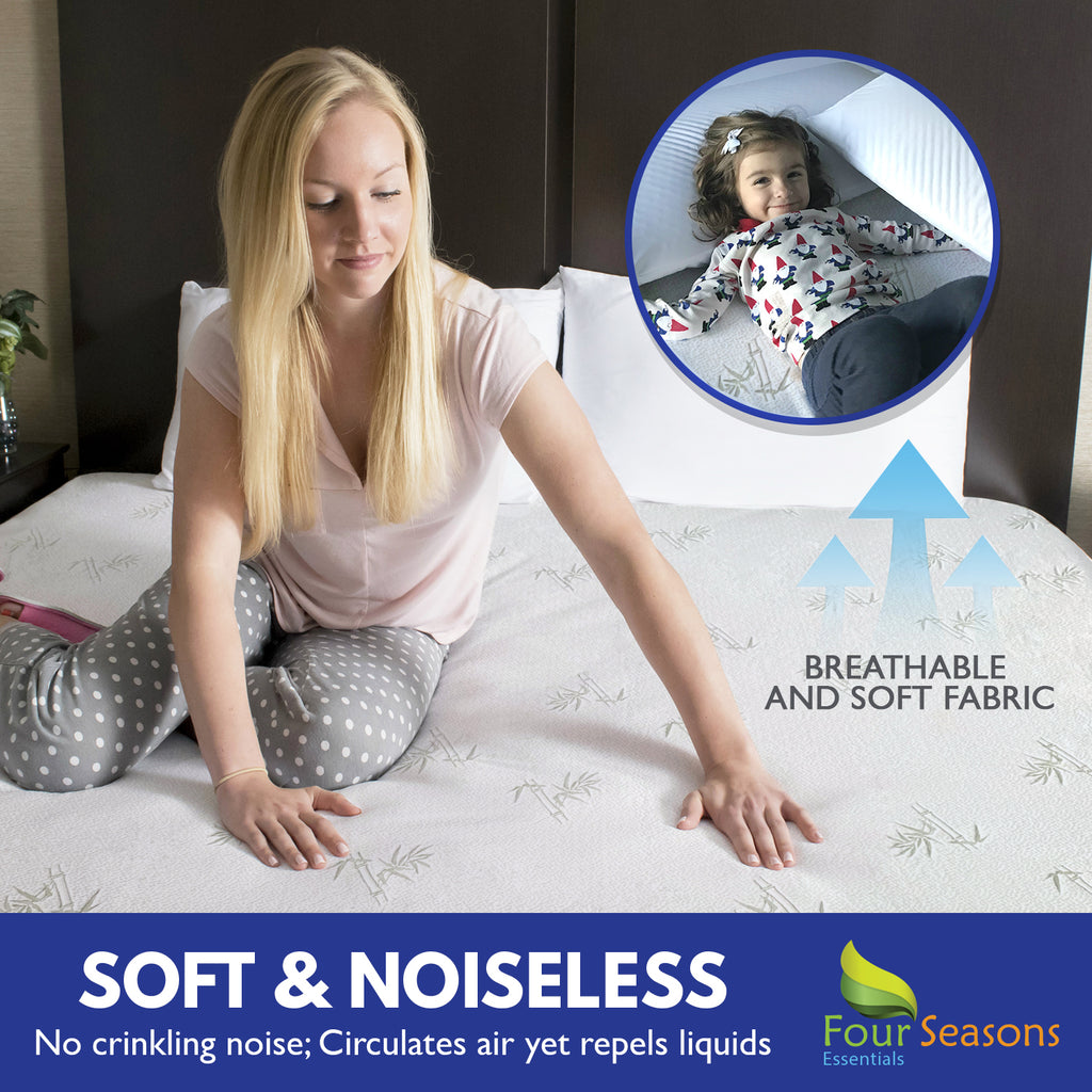 Bamboo Mattress Protector - Waterproof Fitted Sheet Mattress Cover