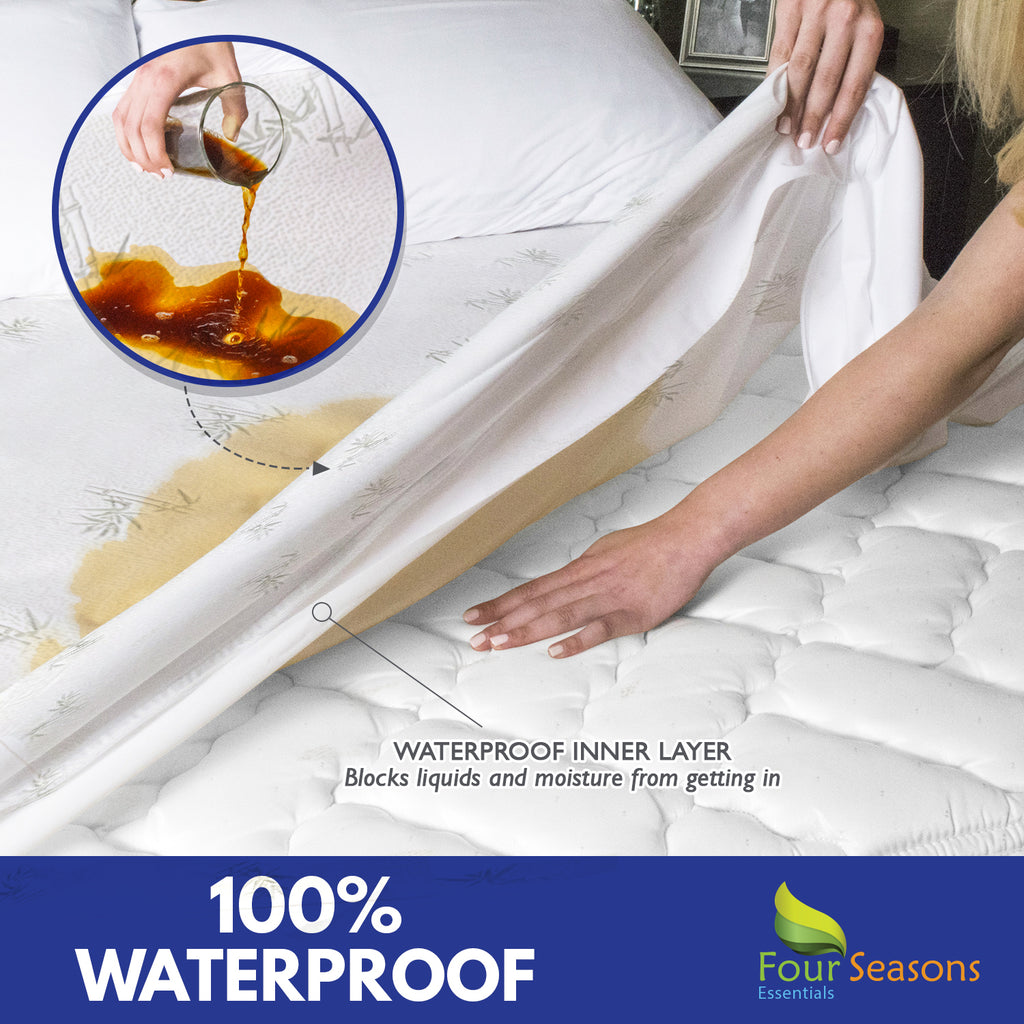 Bamboo Mattress Protector - Waterproof Fitted Sheet Mattress Cover