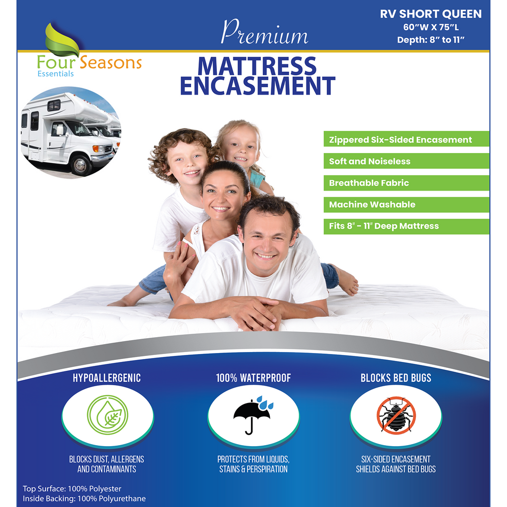 Mattress or Box Spring Protector (8"-11" Depth) - Zippered Waterproof Encasement