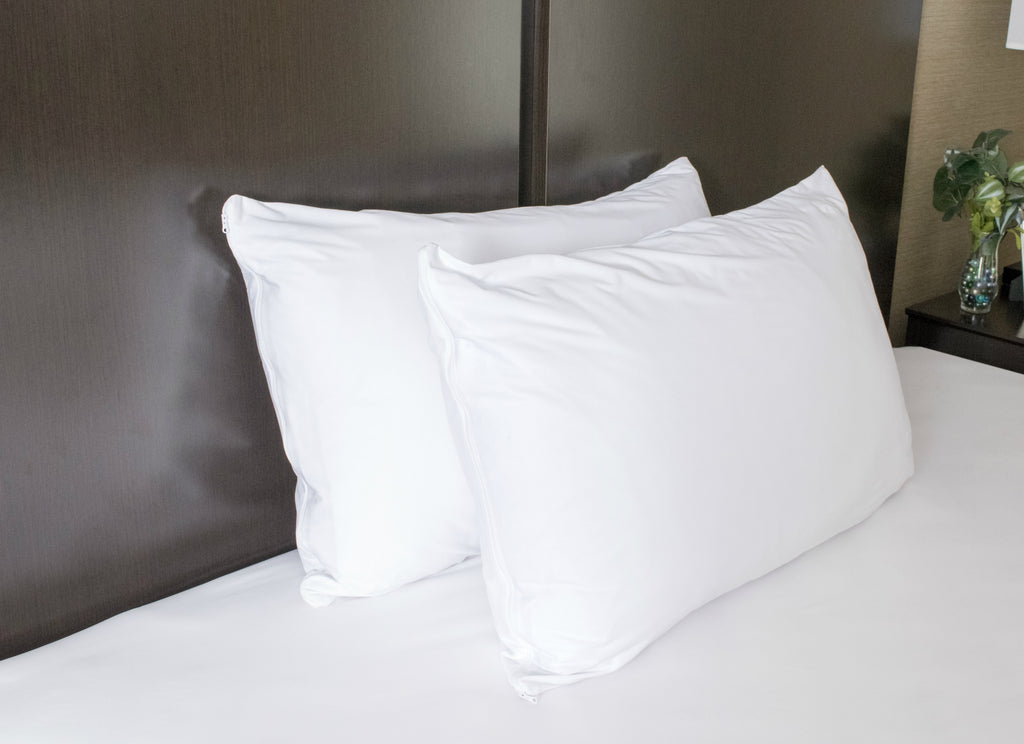 Waterproof Pillow Protectors (Set of 2) - Zippered Allergen and Dust Mite Proof Pillow Covers
