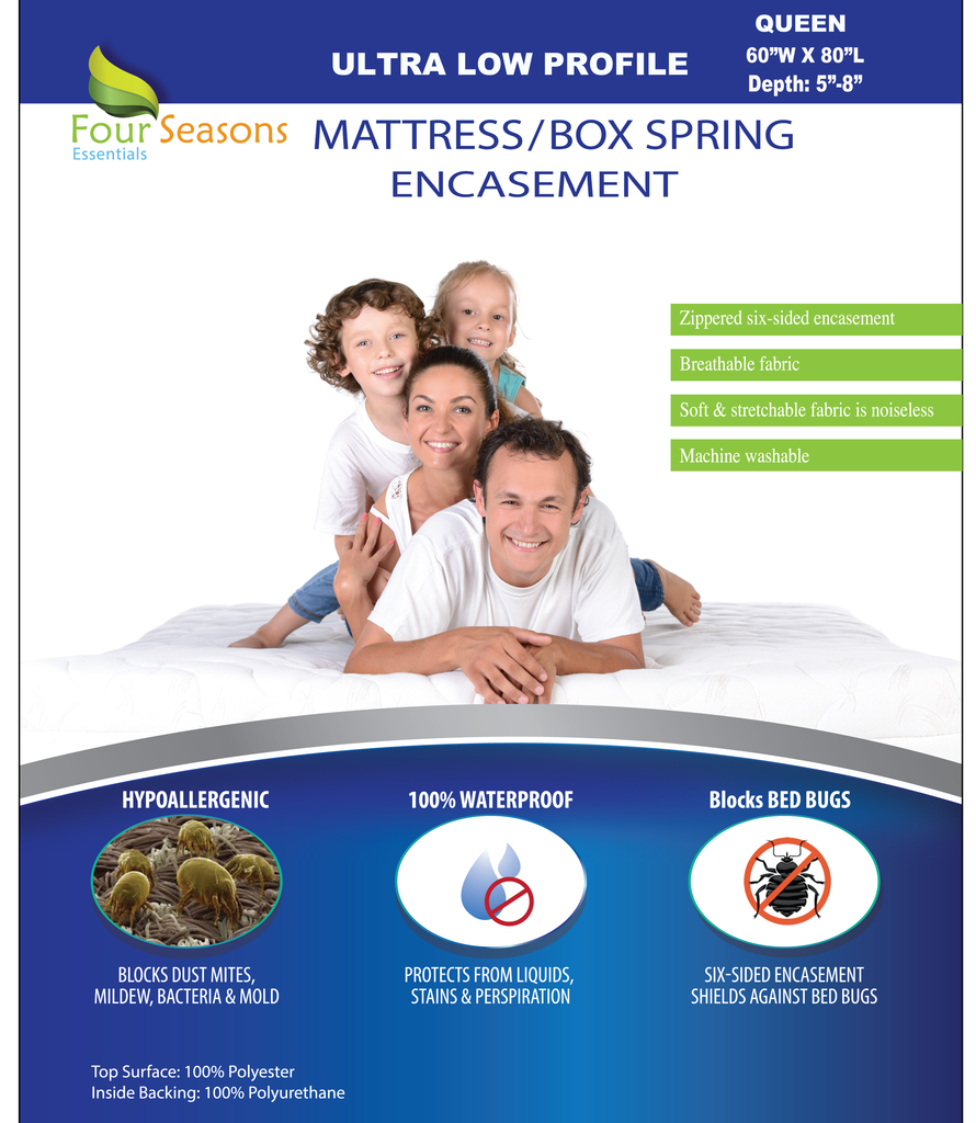 Zippered Mattress Protector - Bedbug proof Waterproof Encasement (5"-8") - Ultra Low Profile Mattress Protector