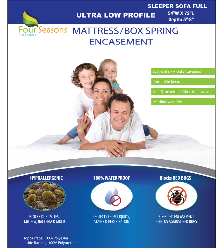 Zippered Mattress Protector - Bedbug proof Waterproof Encasement (5"-8") - Ultra Low Profile Mattress Protector