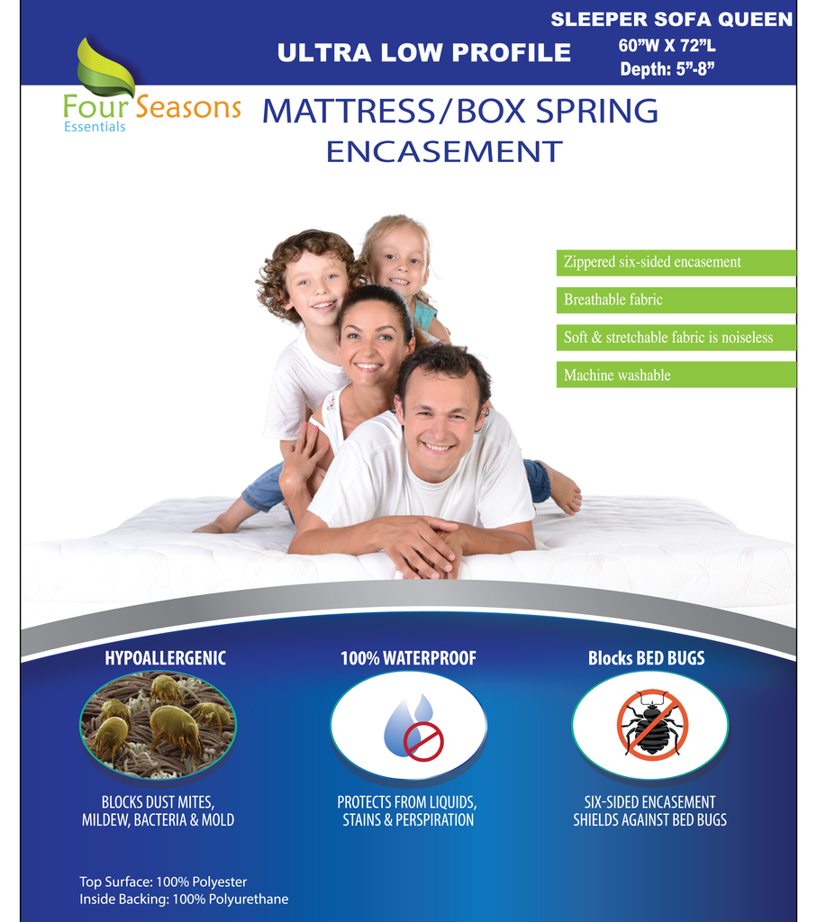 Zippered Mattress Protector - Bedbug proof Waterproof Encasement (5"-8") - Ultra Low Profile Mattress Protector