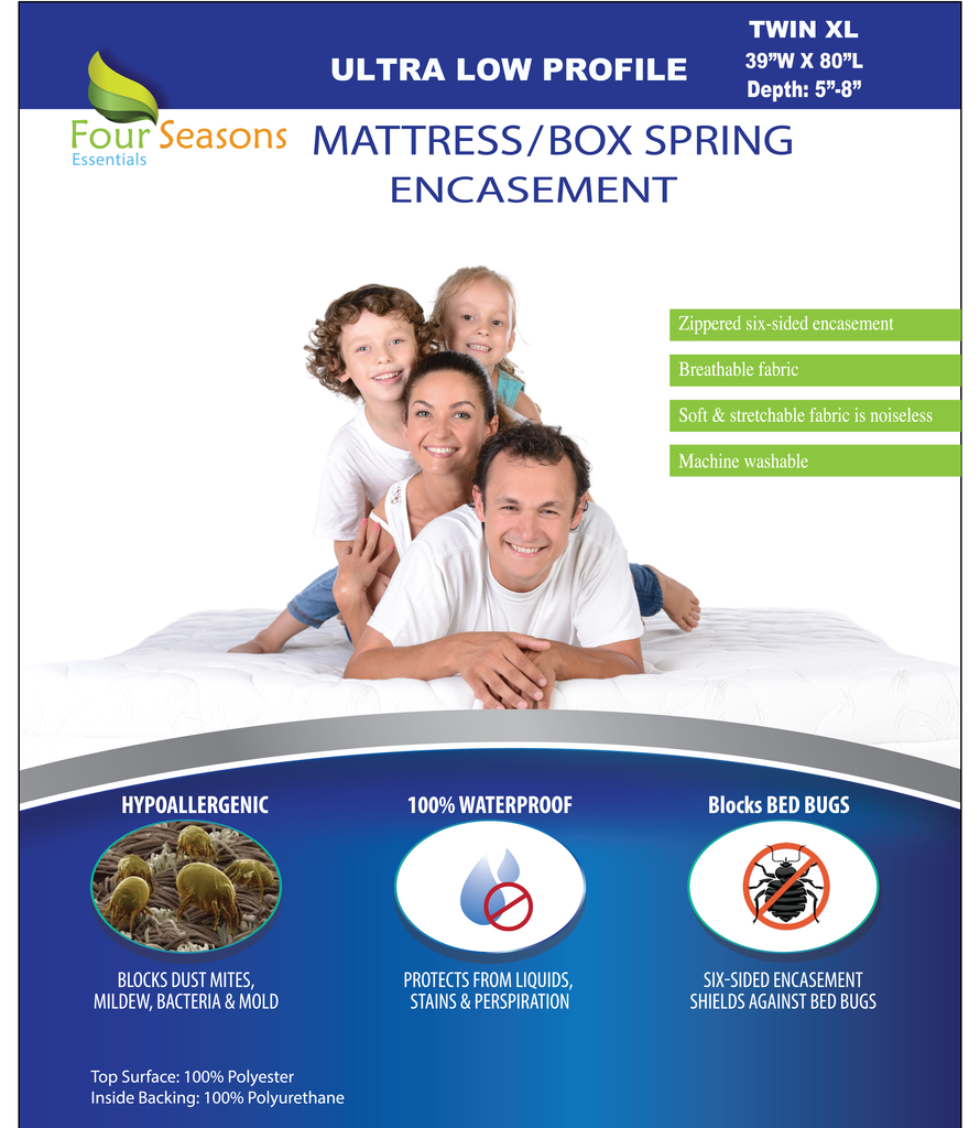 Zippered Mattress Protector - Bedbug proof Waterproof Encasement (5"-8") - Ultra Low Profile Mattress Protector