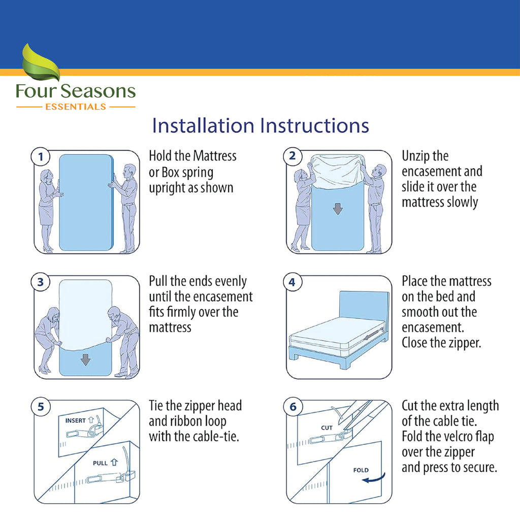 Zippered Mattress Protector - Bedbug proof Waterproof Encasement (11"-16" Depth)