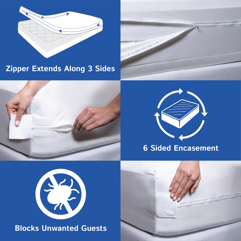 Zippered Mattress Protector - Bedbug proof Waterproof Encasement (11"-16" Depth)