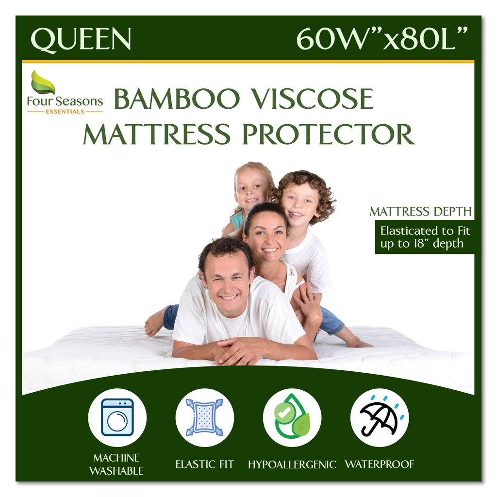Bamboo Mattress Protector - Waterproof Fitted Sheet Mattress Cover