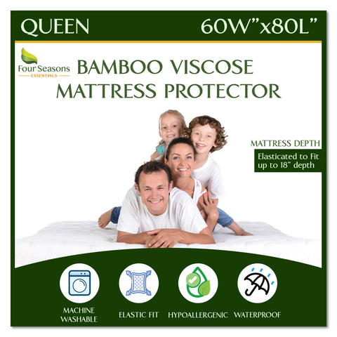 Bamboo Mattress Protector - Waterproof Fitted Sheet Mattress Cover