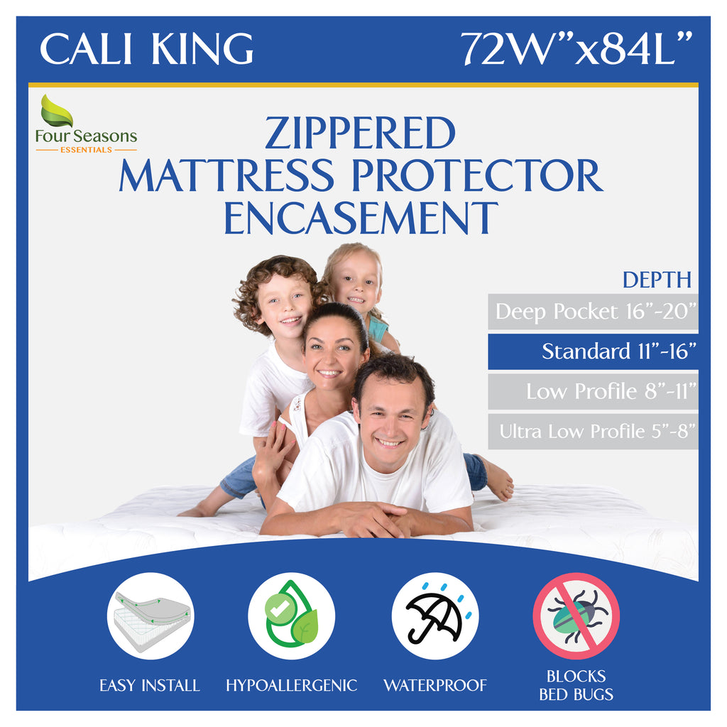 Zippered Mattress Protector - Bedbug proof Waterproof Encasement (11"-16" Depth)