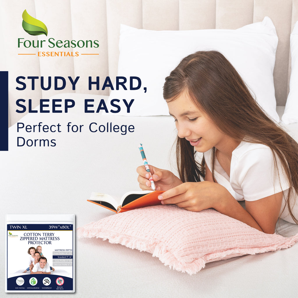 Cotton Terry Zippered Mattress Protector - Bedbug proof Waterproof Encasement