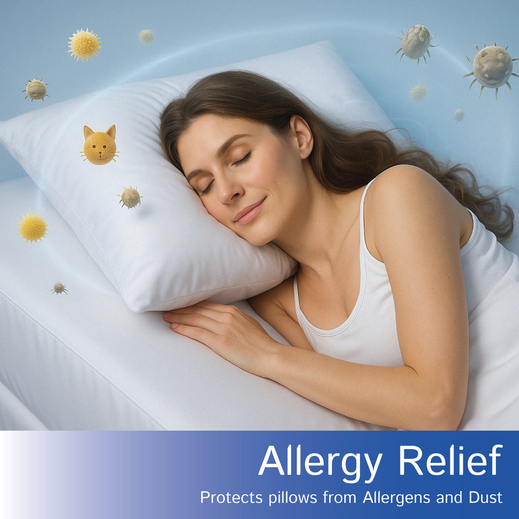 Waterproof Pillow Protectors (Set of 2 or 4) - Zippered Allergen and Dust Mite Proof Pillow Covers