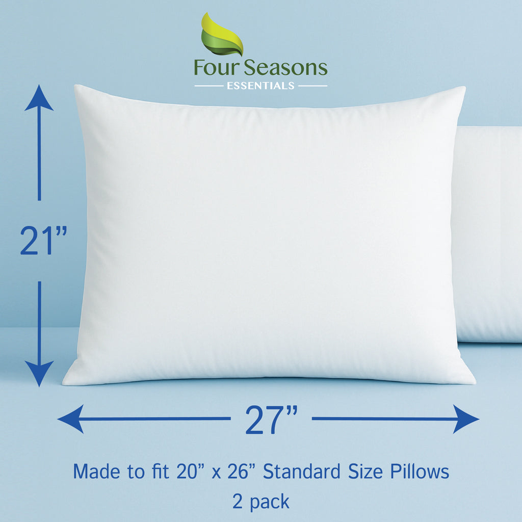 Waterproof Pillow Protectors (Set of 2 or 4) - Zippered Allergen and Dust Mite Proof Pillow Covers