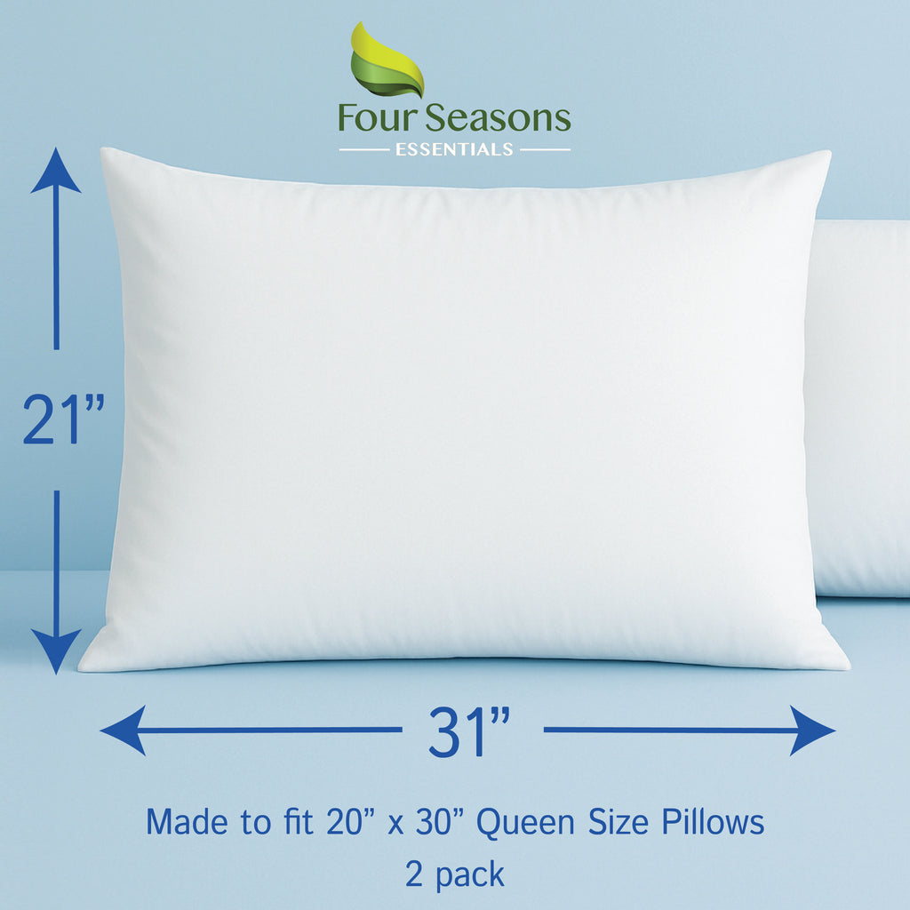 Waterproof Pillow Protectors (Set of 2 or 4) - Zippered Allergen and Dust Mite Proof Pillow Covers