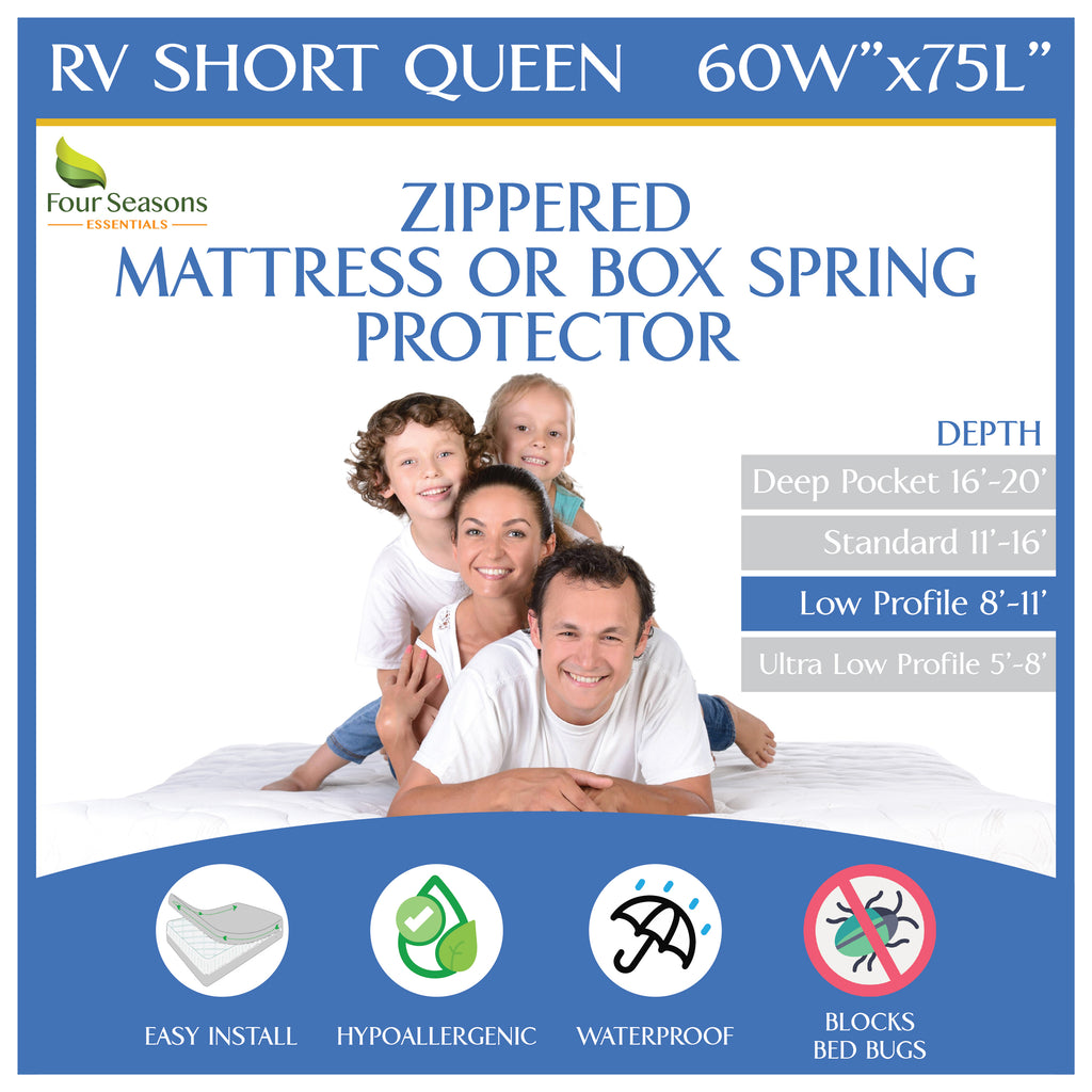 Mattress or Box Spring Protector (8"-11" Depth) - Zippered Waterproof Encasement