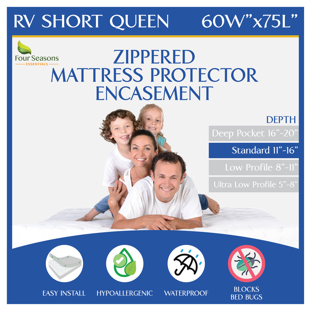 Zippered Mattress Protector - Bedbug proof Waterproof Encasement (11"-16" Depth)