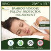 Bamboo Pillow Protector - Waterproof Hypoallergenic Dust Proof Zippered Encasement