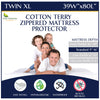 Cotton Terry Zippered Mattress Protector - Bedbug proof Waterproof Encasement