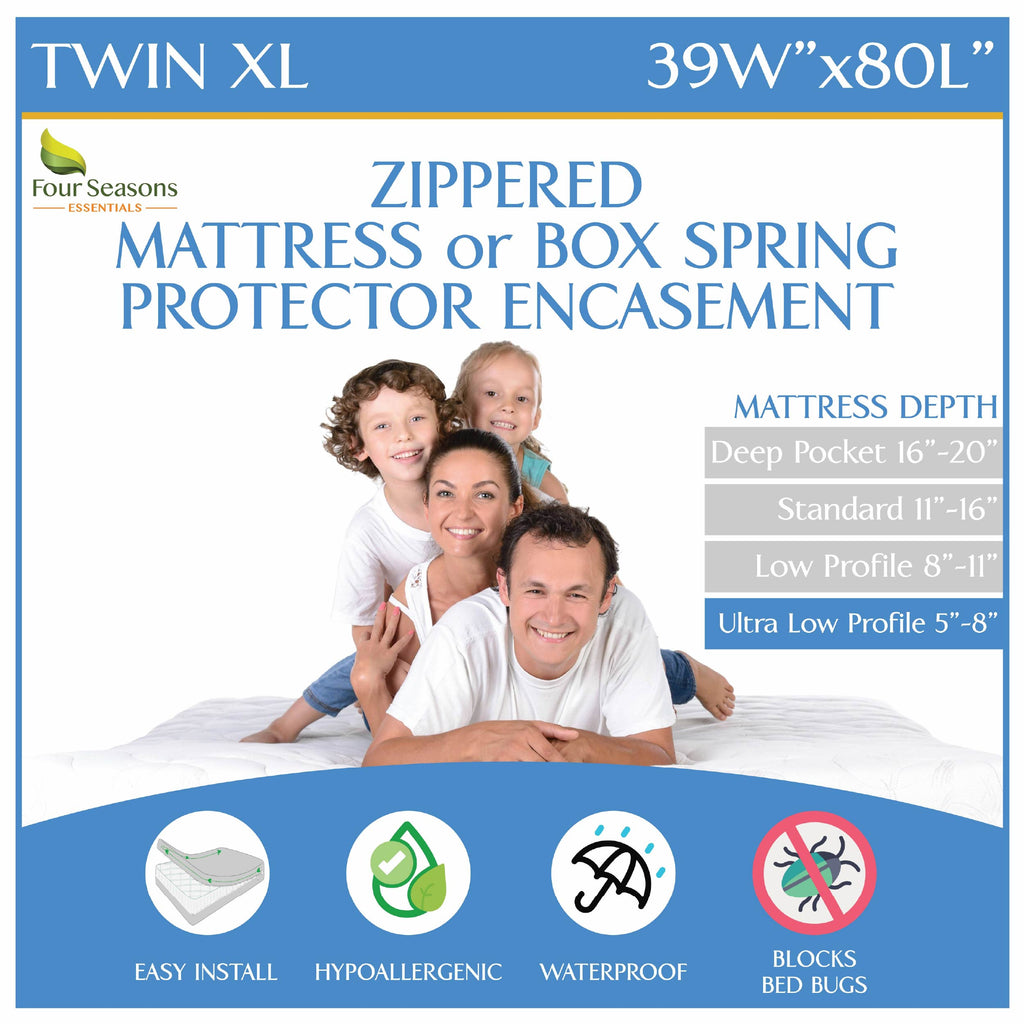 Zippered Mattress Protector - Bedbug proof Waterproof Encasement (5"-8") - Ultra Low Profile Mattress Protector