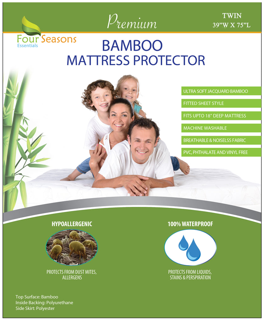 Bamboo Mattress Protector - Waterproof Fitted Sheet Mattress Cover