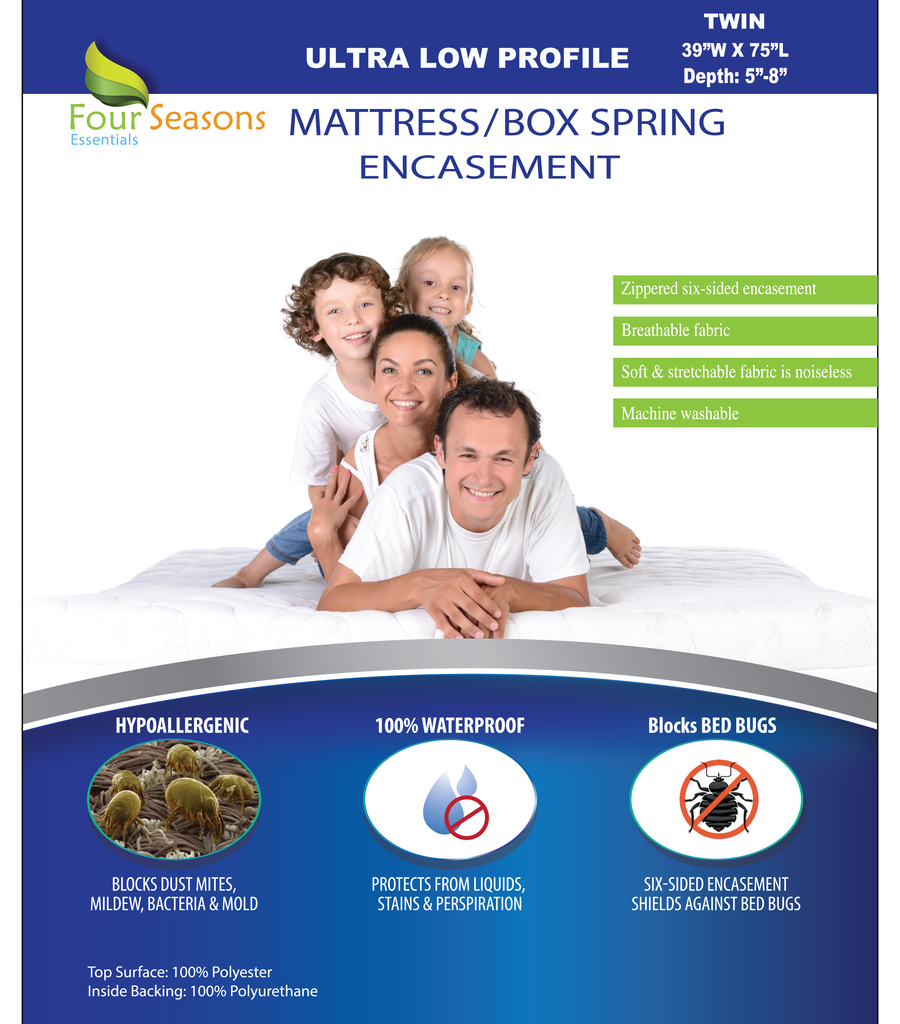 Zippered Mattress Protector - Bedbug proof Waterproof Encasement(5"-8")-Ultra Low Profile Mattress Protector